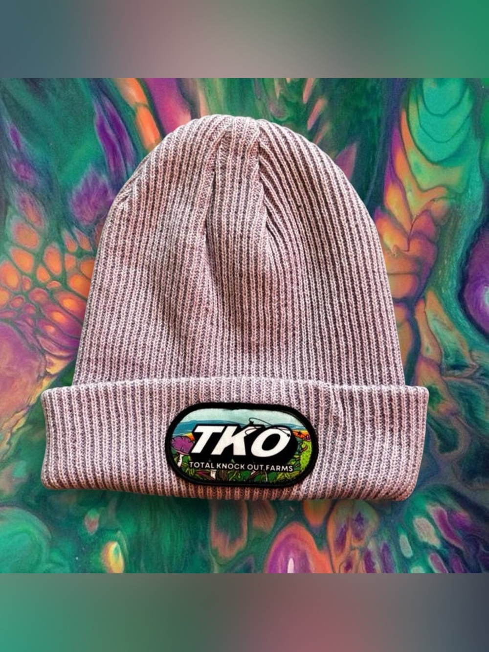 TKO Light Purple Ribbed Beanie with Logo Patch